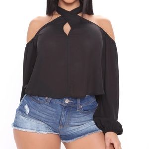 Fashion Nova Twist My Words Cold Shoulder Top